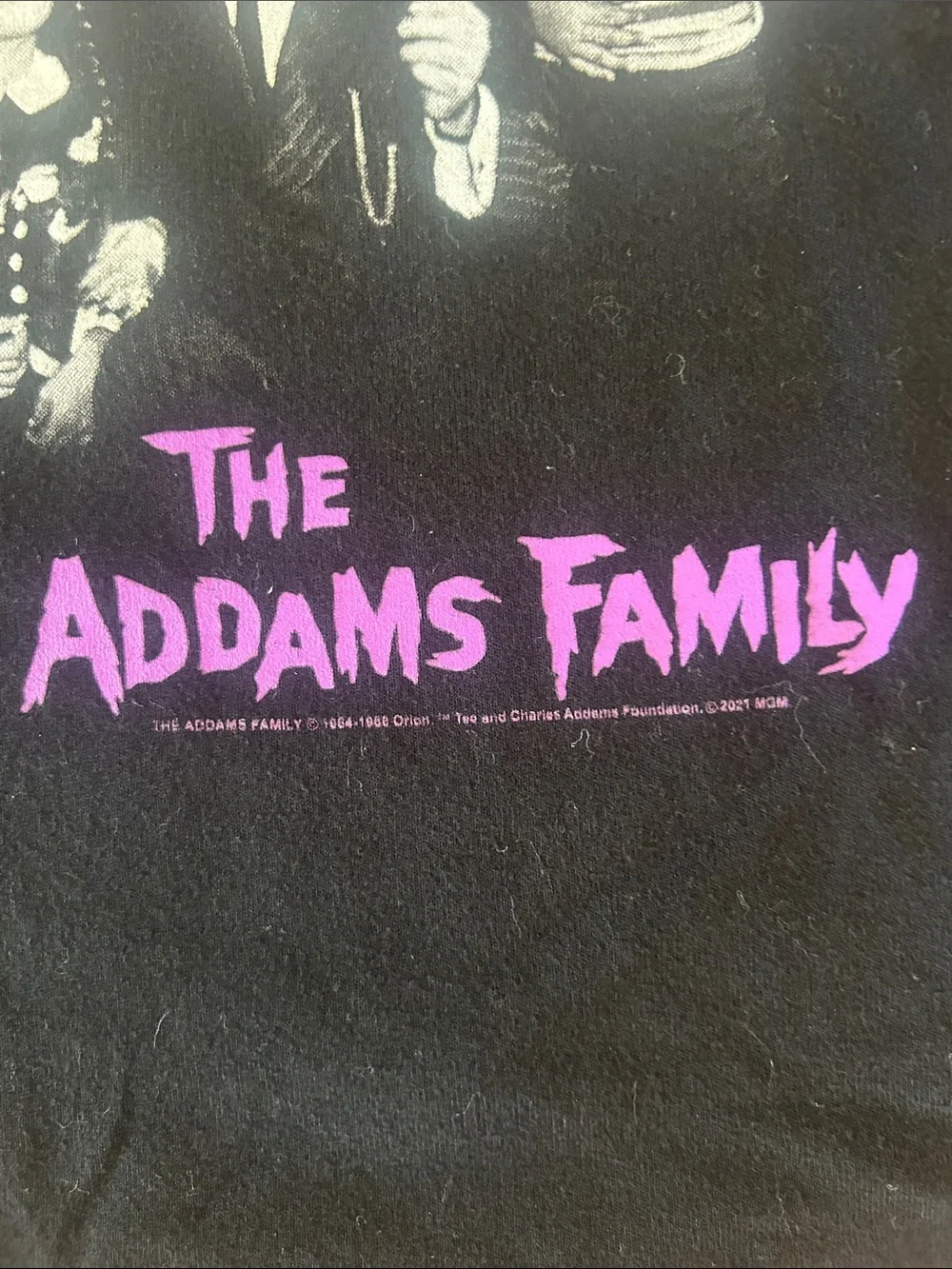 GAP Black Long-Sleeve Addams Family Graphic Tee with Green and Purple Accents